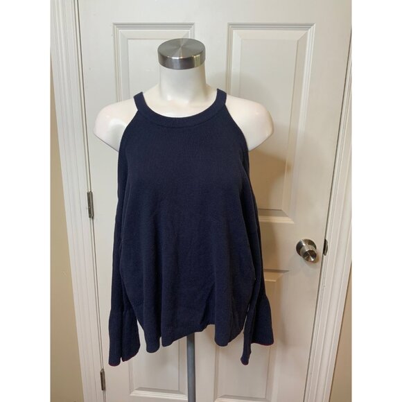 Knitted & Knotted Anthropologie Navy Blue Cold Shoulder, Size M, NWT! - Picture 1 of 5